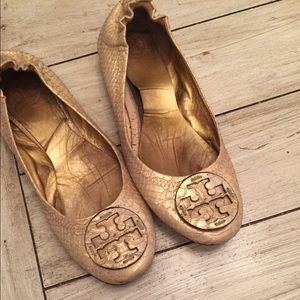 Tory Burch Gold Reva Flats sz 8.5